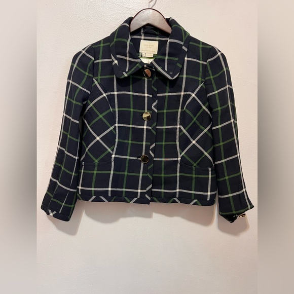 [Kate Spade] Cropped Windowpane Blazer - Picture 1 of 16